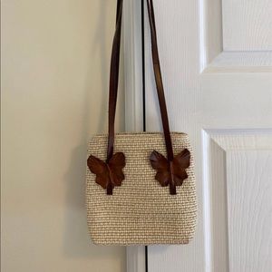 Pollini straw and leather bag